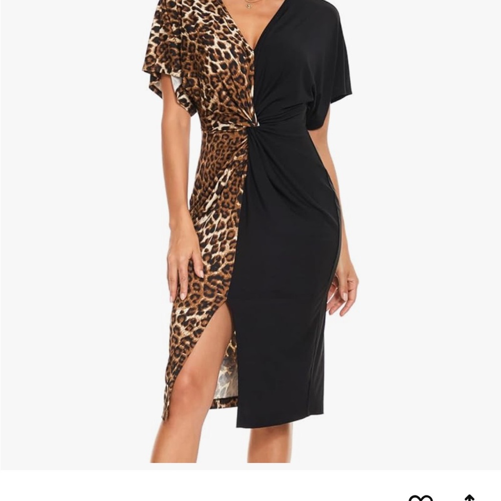 Leopard Print and Black Wrap Dress 

Elastic waist